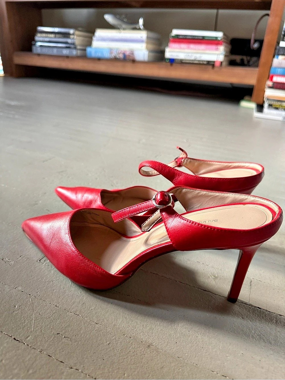 Banana Republic Red Pointed-Toe Ankle Strap Heels Mary Jane